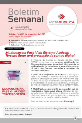 Imagem da notícia BOLETIM SEMANAL Nº 49 - 10 DE NOVEMBRO DE 2025